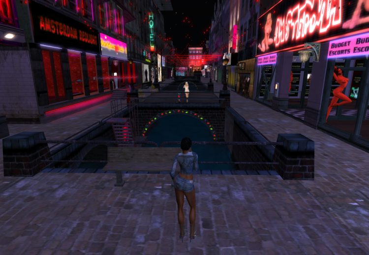 Amsterdam Red Light District in second Life by Night